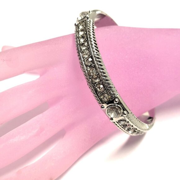 Silver Bangle with Crystals - Picture 2 of 15